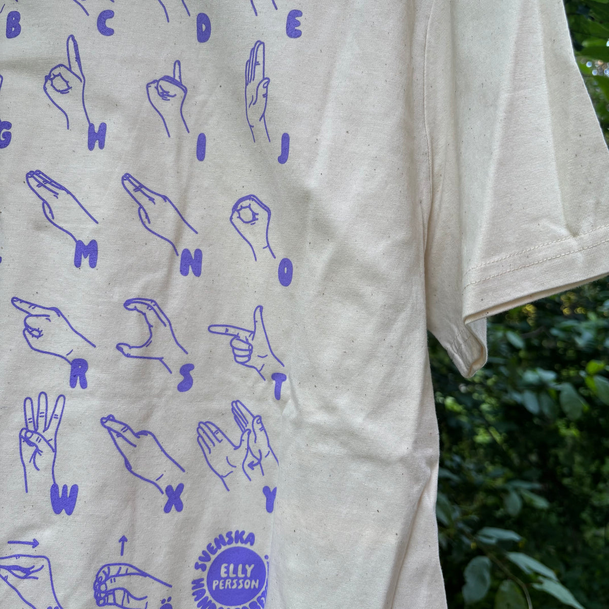T-shirt UNISEX - Natur/Lila