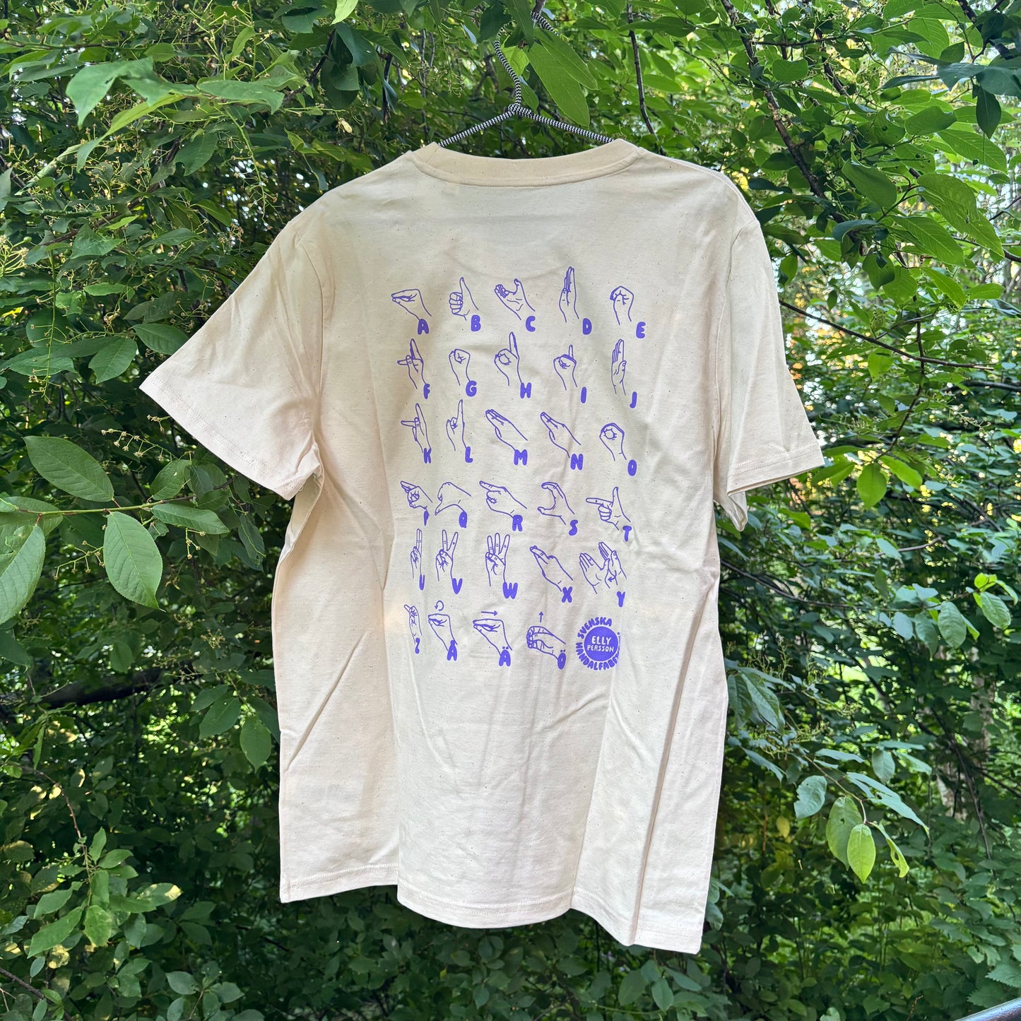 T-shirt UNISEX - Natur/Lila